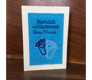 Stickdatei ITH - Postkarte Willkommen kleiner Mensch
